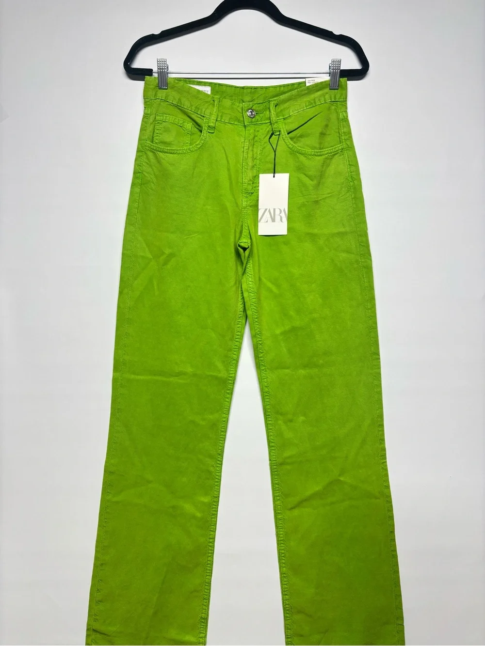 ✨Zara Women’s Mid-Rise Full Length Wide Leg Pants Lime Green Size 2